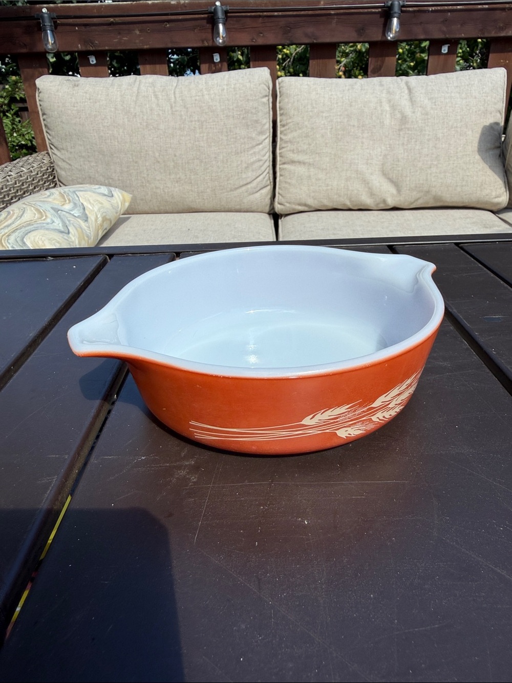 VTG Pyrex Autumn Harvest 471-B Casserole Dish 500ml | Rust Orange wheat harvest